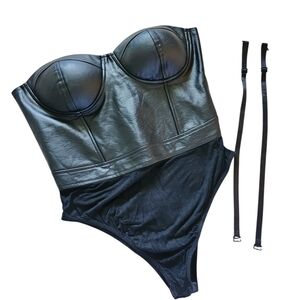 Black Strapless Bodysuit with Detachable Straps